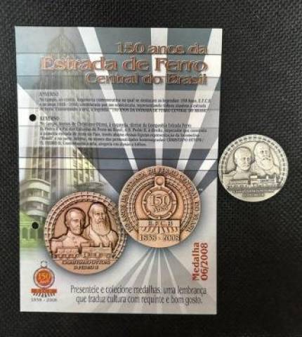Medalha de Prata Alusiva 150 Anos da Estrada de Ferro Central do Brasil   