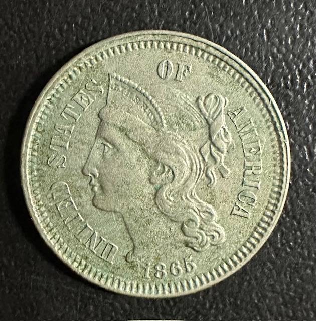 Moeda dos EUA III Cent 1865