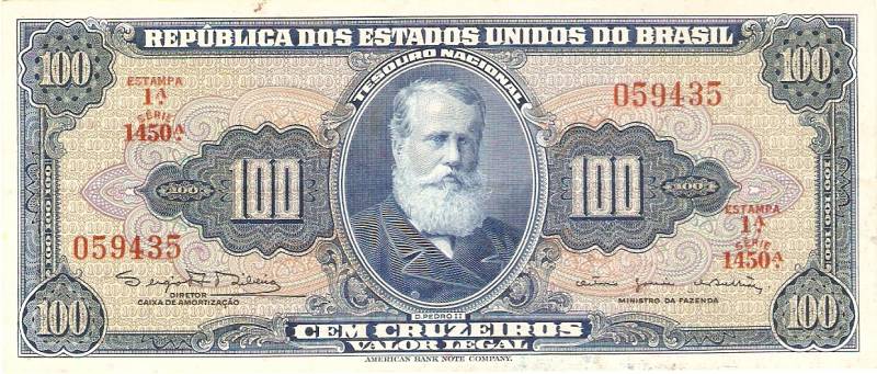 Catálogo Vieira Nº 036 - 100 Cruzeiros  1º Estampa (D.Pedro II)