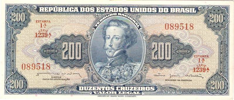 Catálogo Vieira Nº 042 - 200 Cruzeiros  1º Estampa (D.Pedro I)