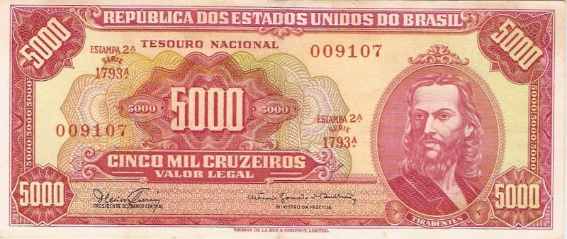 Catálogo Vieira Nº 110 - 5000 Cruzeiros  (2º Estampa) (Tiradentes)