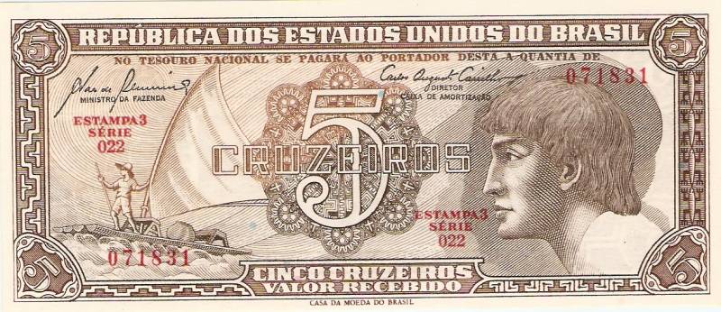 Catálogo Vieira Nº 111 - 5 Cruzeiros  (3º Estampa) (Indio)