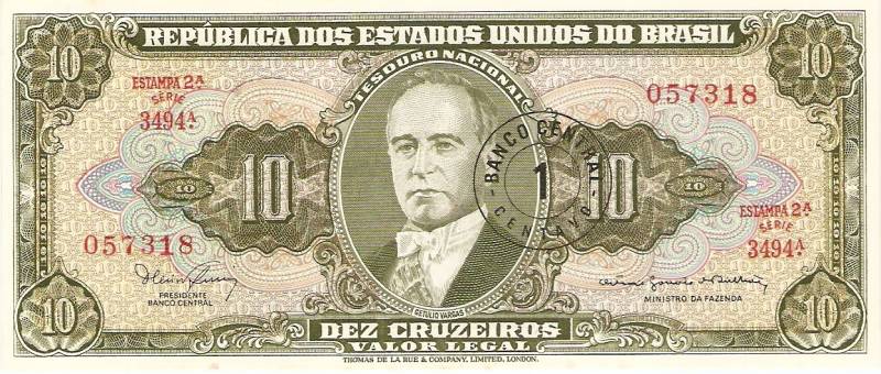 Catálogo Vieira Nº 114 - 10 Cruzeiros C/C de (1 Centavo)  (2º Estampa) (Getulio Vargas)