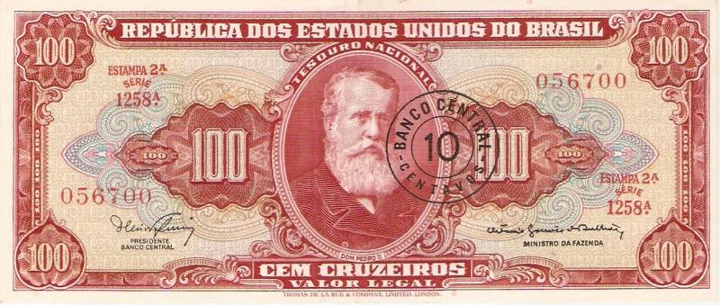 Catálogo Vieira Nº 118 - 100 Cruzeiros C/C de (10 Centavos)  (2º Estampa) (D.Pedro II) 