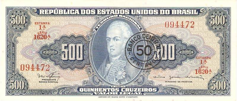 Catálogo Vieira Nº 119 - 500 Cruzeiros C/C de (50 Centavos)  (D.João VI) 
