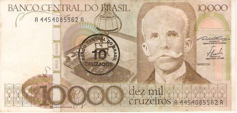 Catálogo Vieira Nº 177 - 10.000 Cruzeiros C/C de (10 Cruzados)  (Rui Barbosa) 