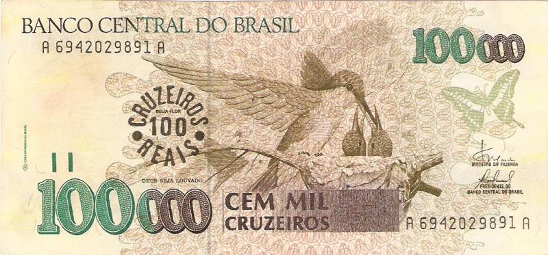 Quanto custa 100 mil cruzeiros em reais?
