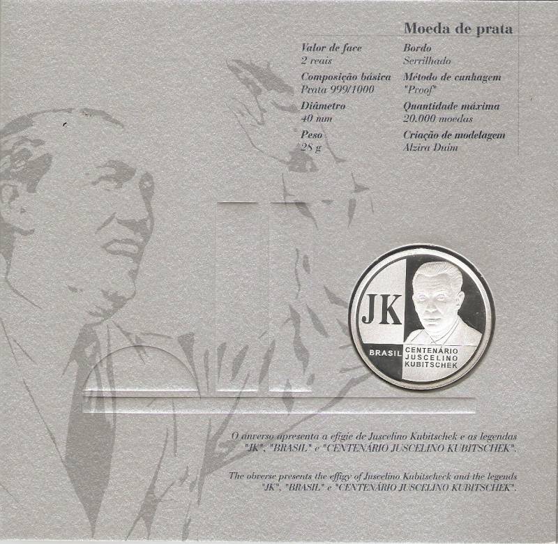 Catálogo Vieira Nº 603 - 2 Reais (Homenagem aos 100 Anos de Juscelino Kubitschek)