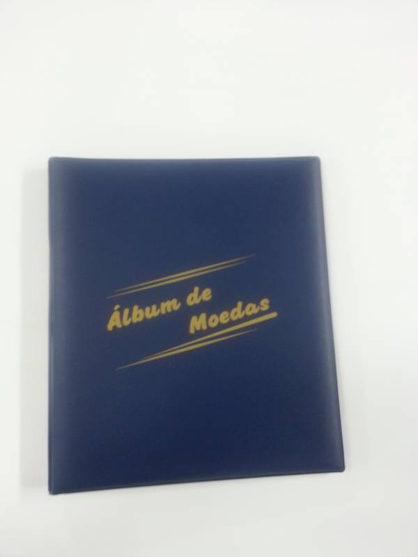 Álbum grande para moedas com capacidade para 150 moedas.