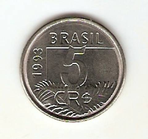 Catálogo Vieira Nº 1 - 5 Cruzeiros Reais (Arara)(Reforma Monetária) (Aço)