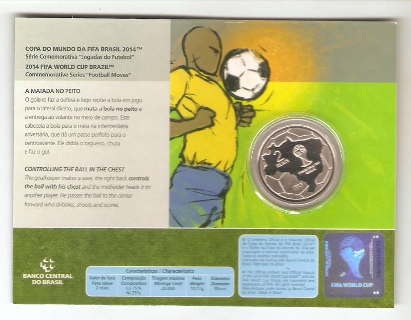 Moeda de Níquel Comemorativa Oficial da Copa do Mundo Brasil 2014 - A MATADA