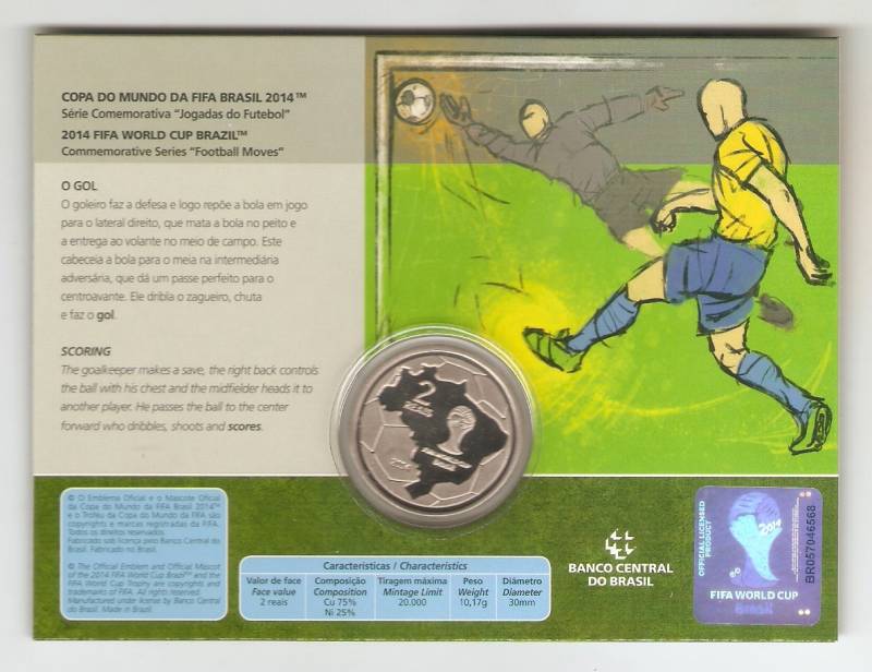 Moeda de Niquel Comemorativa Oficial da Copa do Mundo Brasil 2014 - O GOL