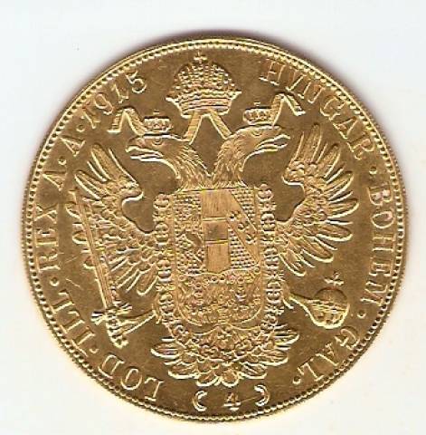 Moeda de Ouro 4 Ducados Austríaco - Ouro 22K - 14,0gr