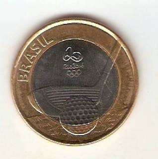 Moeda de Um Real Comemorativa aos Jogos Olímpicos Rio 2016 - Golfe. - Numismática Vieira