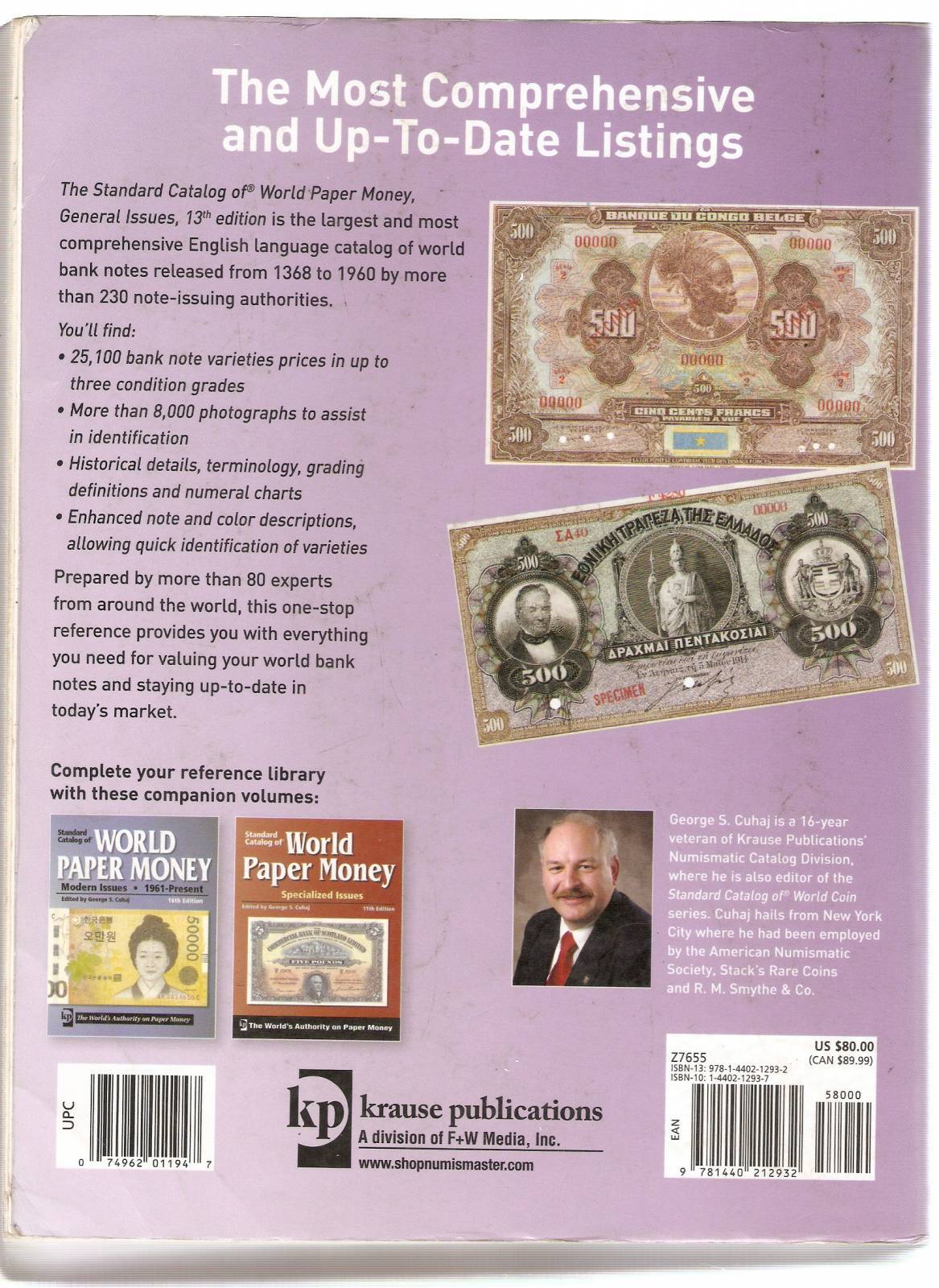 Catálogo World Paper Money 13ºEdição - Período 1368 a 1960 