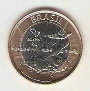 Moeda de Um Real Comemorativa aos Jogos Olímpicos Rio 2016 - Natação Paralímpica.