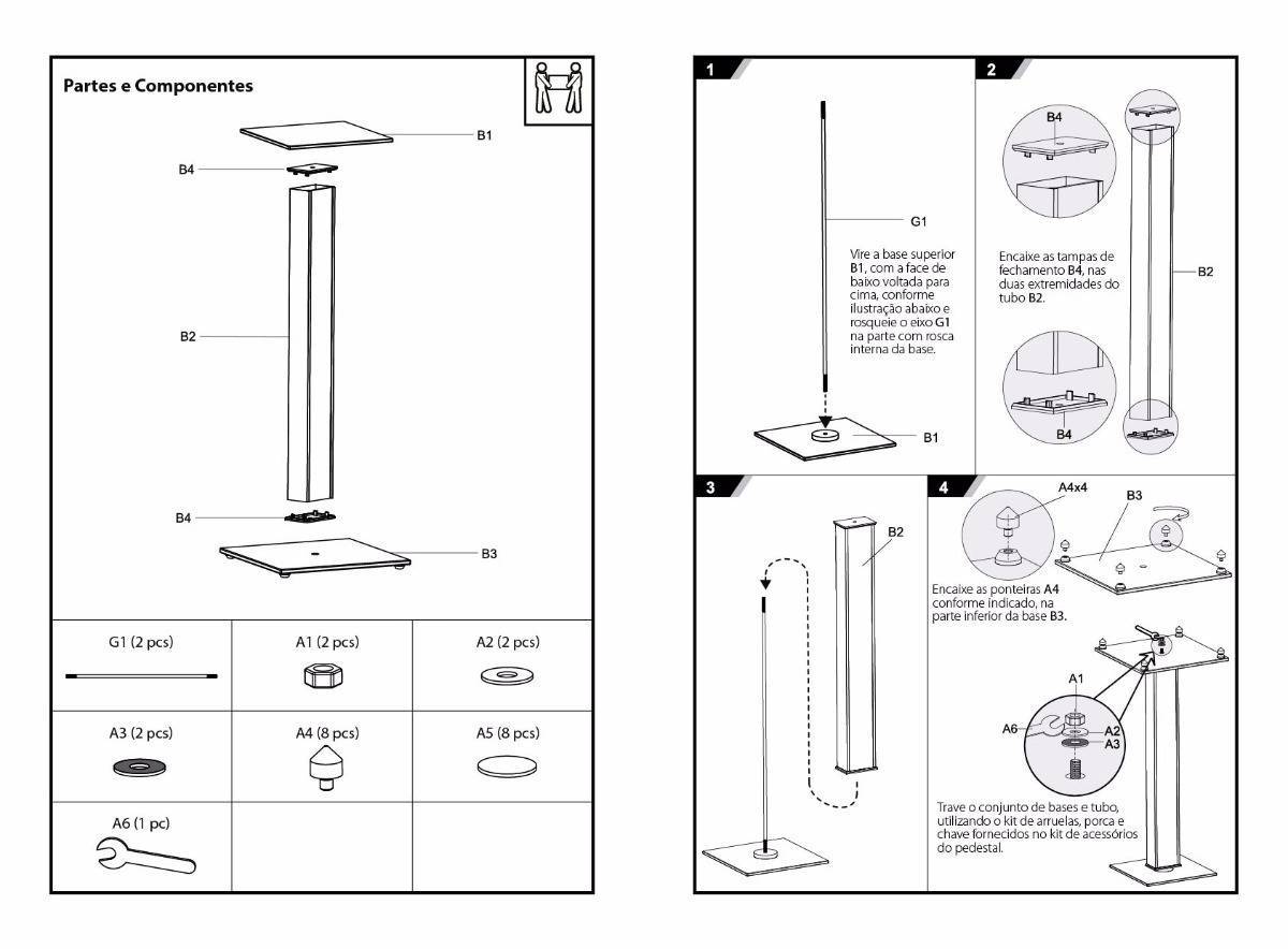 Pedestal P/ Caixas Home Theater (par) Bookshelf BS03M BRANCO ELG