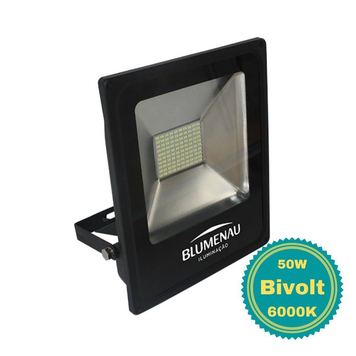 Refletor LED 30W Slim Blumenau Preto 6000K Luz Branca