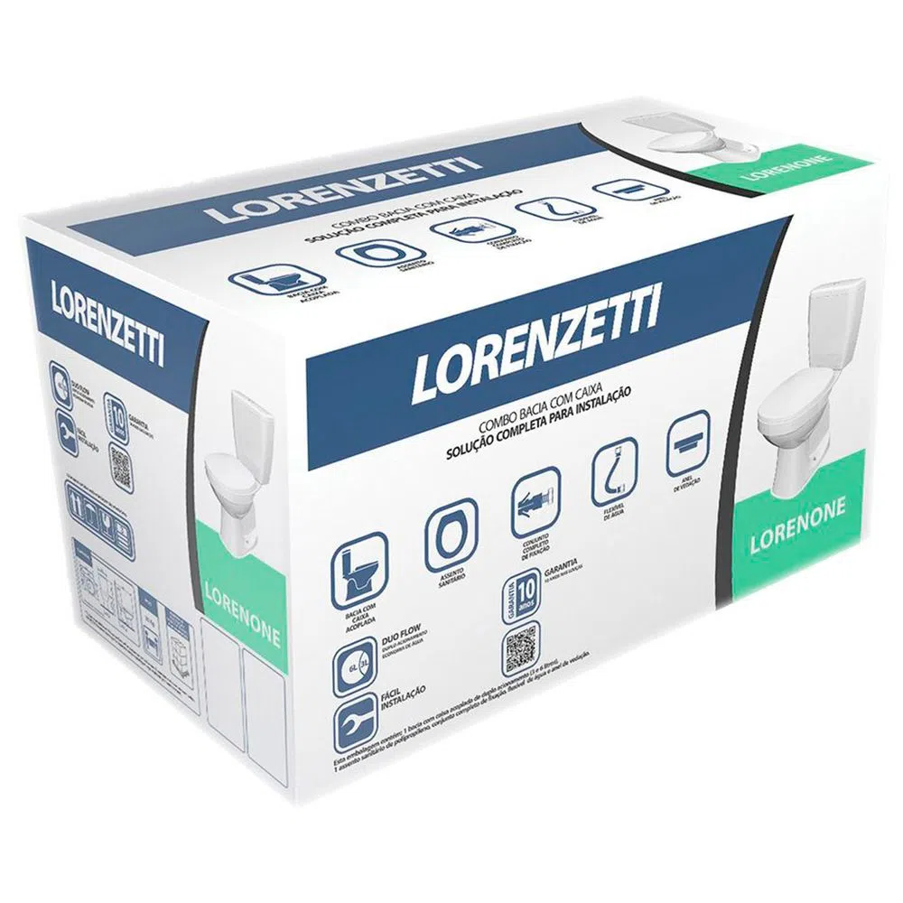 Bacia Com Caixa Acoplada Lorenzetti One - Kit Completo