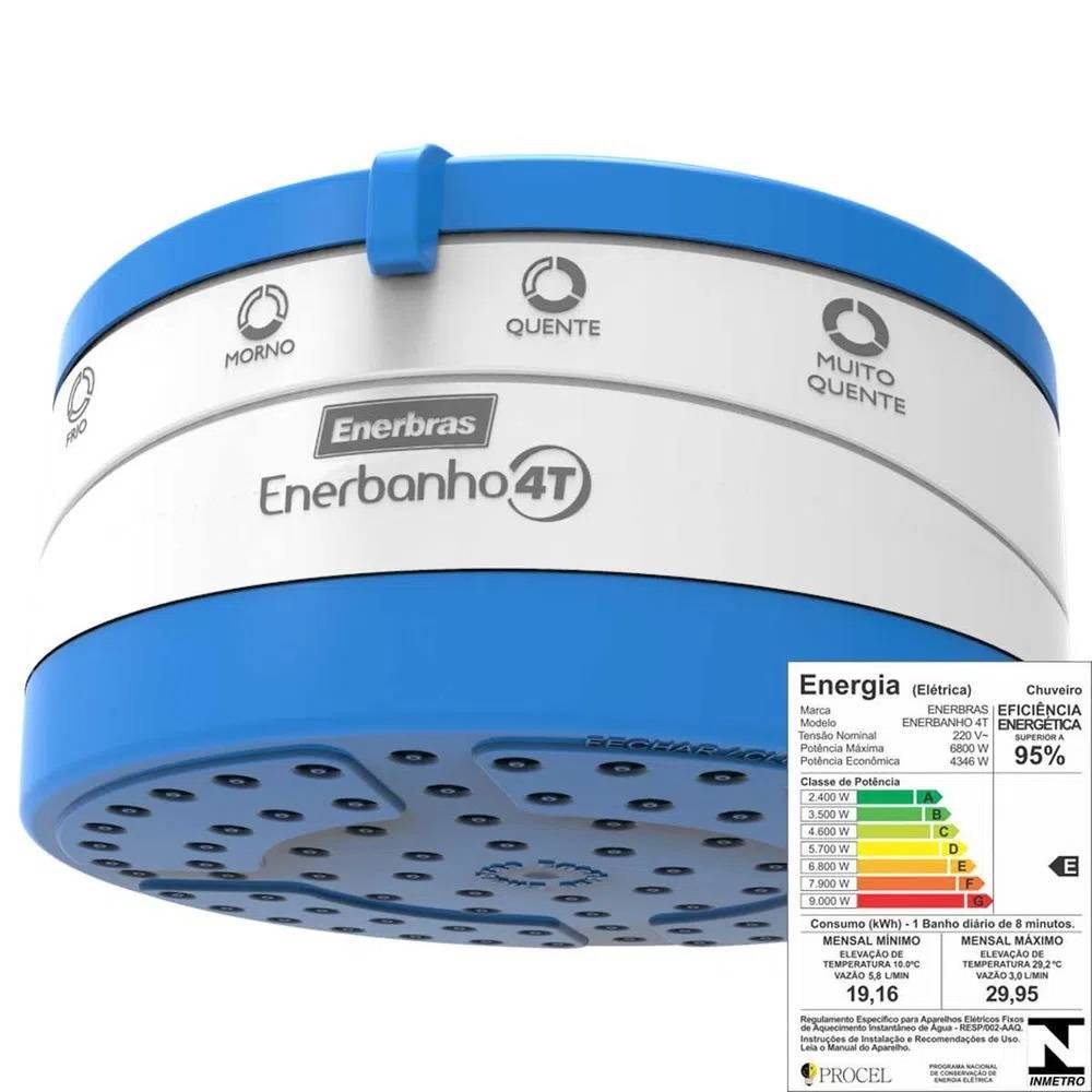 Chuveiro Elétrico Enerbras Enerbanho 4 Temperaturas Azul 127V 5500W