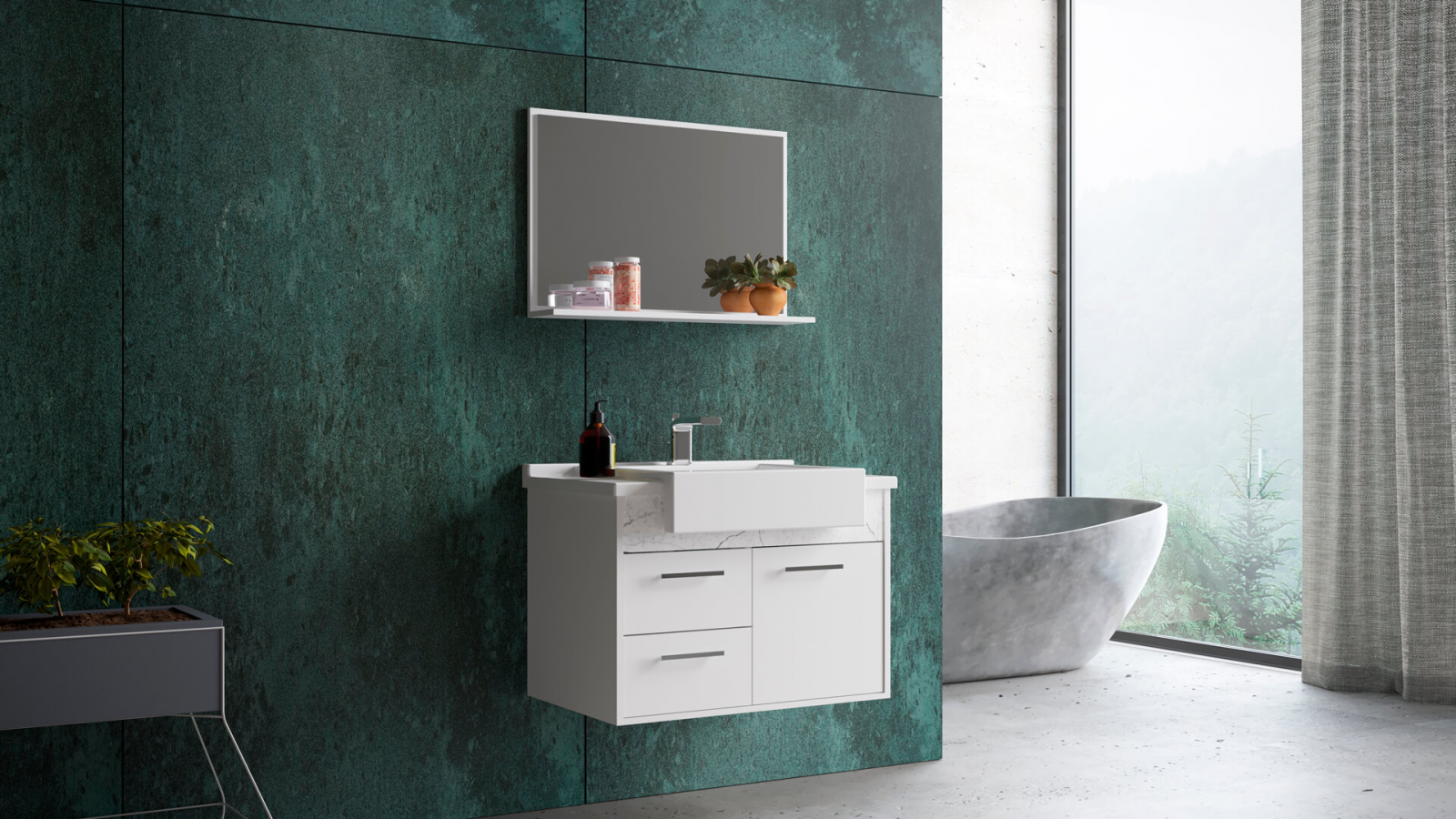 Conjunto Gabinete com Espelheira Cerocha Gracux 58cm Branco com