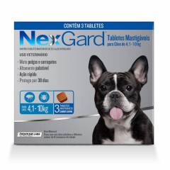 Antipulgas Nexgard Cães 4,1 à 10kg 3 Tabletes