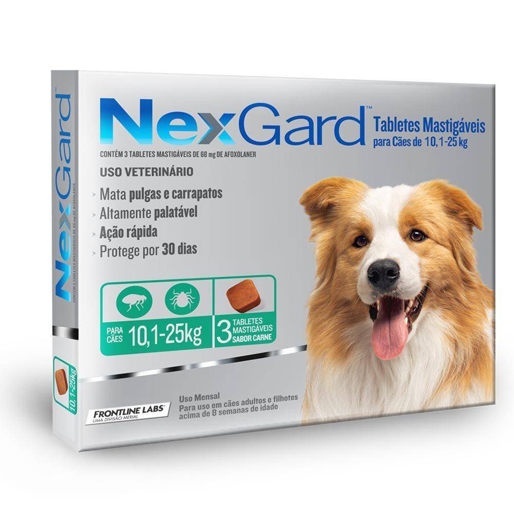 Antipulgas Nexgard Cães 10,1 à 25kg 3 Tablete - Aupetmia Petshop