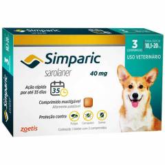 Antipulgas Simparic 40 mg 10,1 - 20 Kg c/ 3 comprimidos