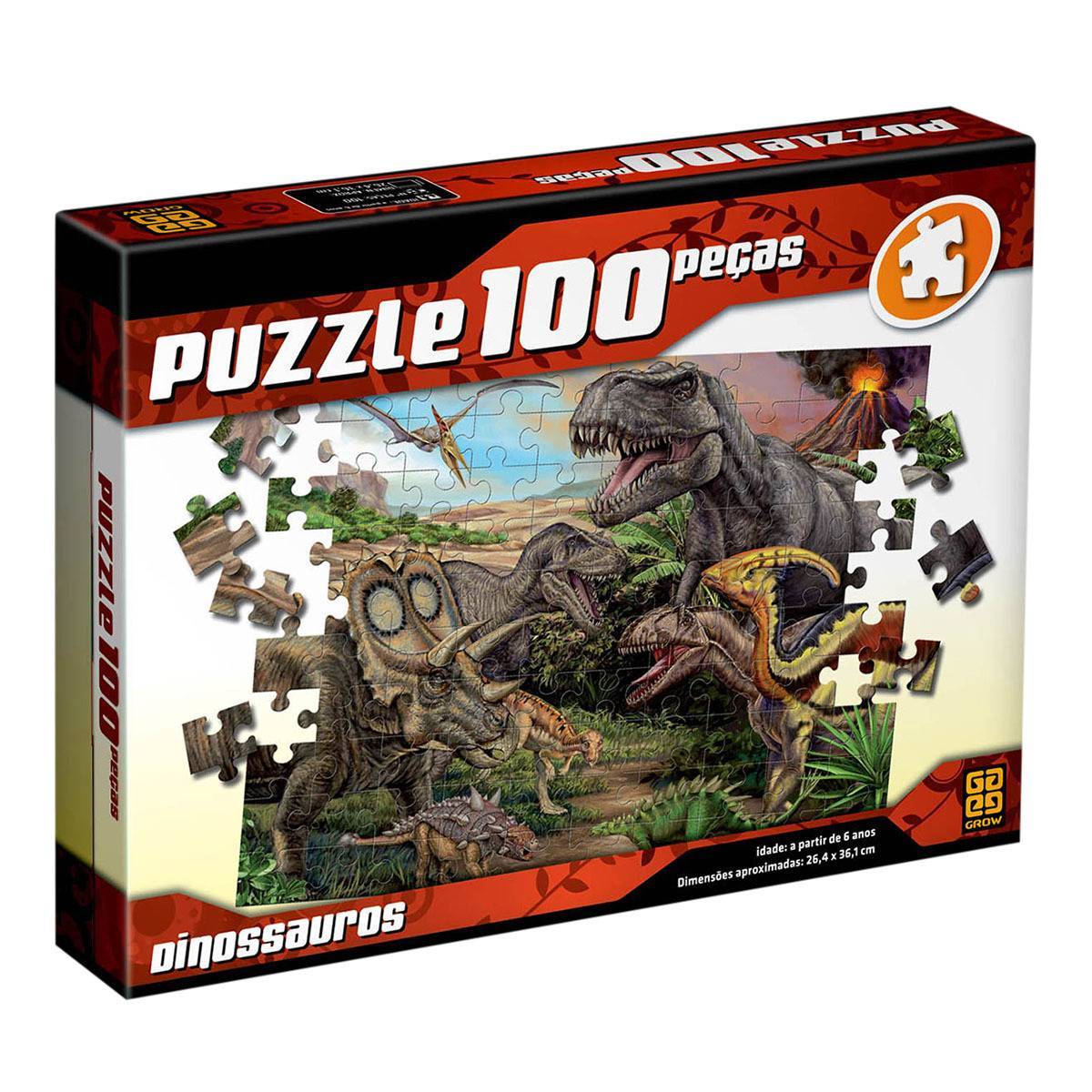 Puzzle 100 peças Dinossauros - Loja Grow