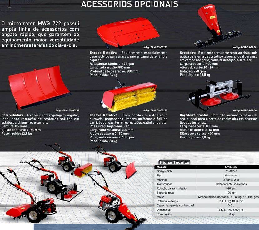 Motocultivador Microtrator Tratorito kawashima mwg 722