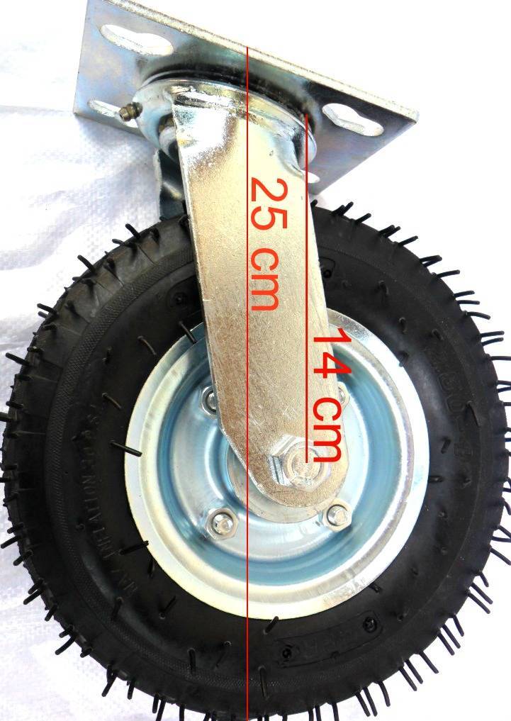 Rodízio pneumático giratório com pneu 2.50-4