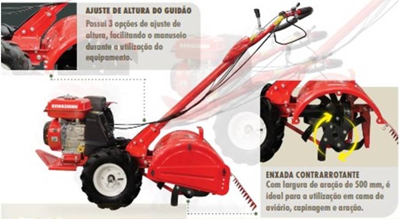 Motocultivador microtrator tratorito MRG750 para cama de aviário