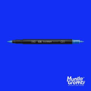 Caneta CiS Dual Brush 20 Azul Escuro Aquarelável