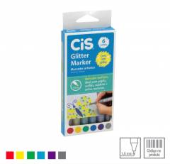 Kit Caneta Glitter CiS Multiuso c/ 6 Cores 1,0mm