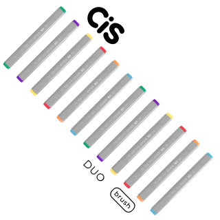 Kit Cis Graf Duo Brush c/12 Marcadores (Cores a Sua Escolha)