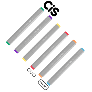 Kit Cis Graf Duo Brush c/ 6 Marcadores (Cores a Sua Escolha)