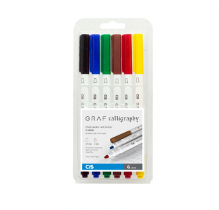 Kit Caneta CiS Art Graf Calligraphy c/ 6 Cores