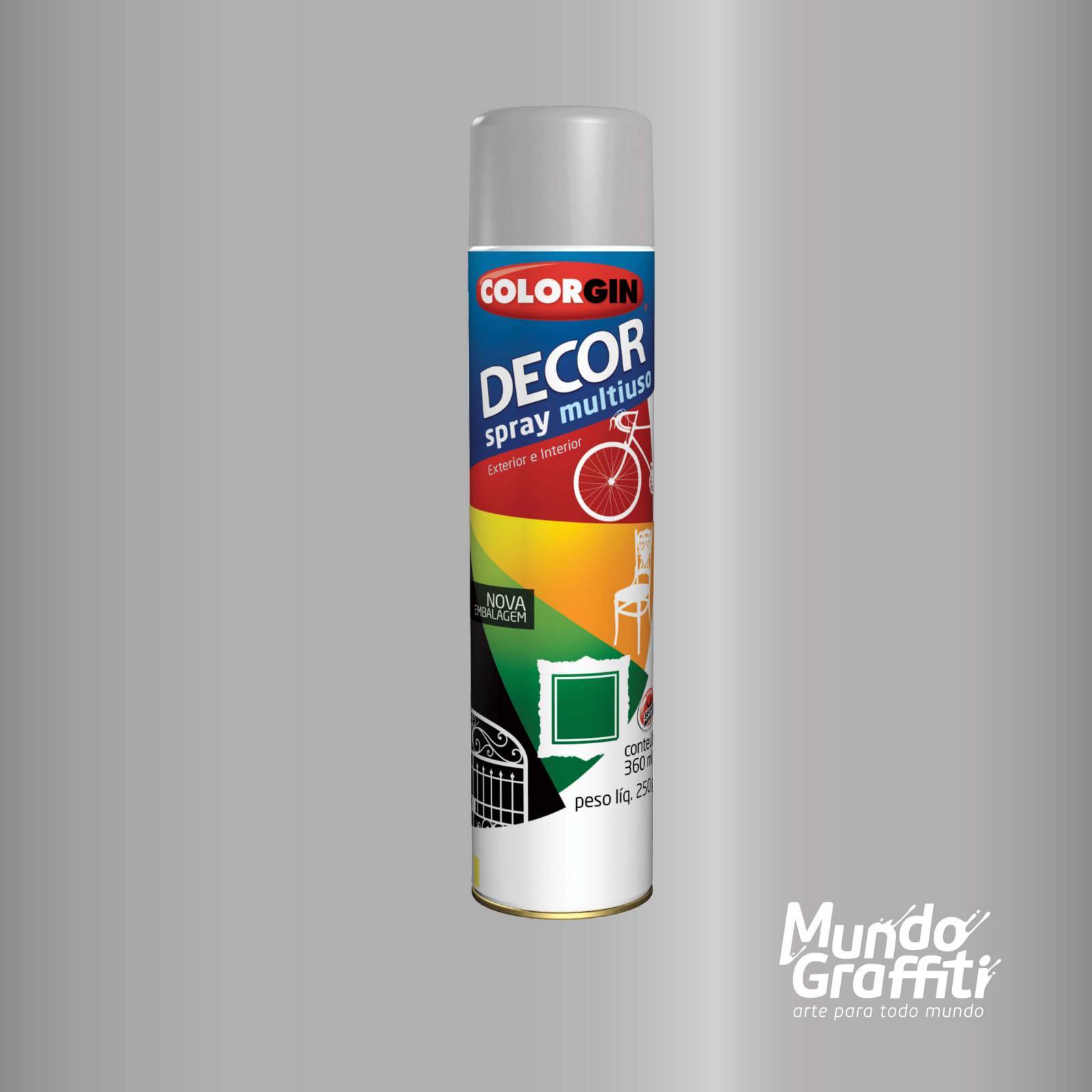 Tinta Spray Colorgin Decor 8581 Aluminio 360ml - Mundo Graffiti