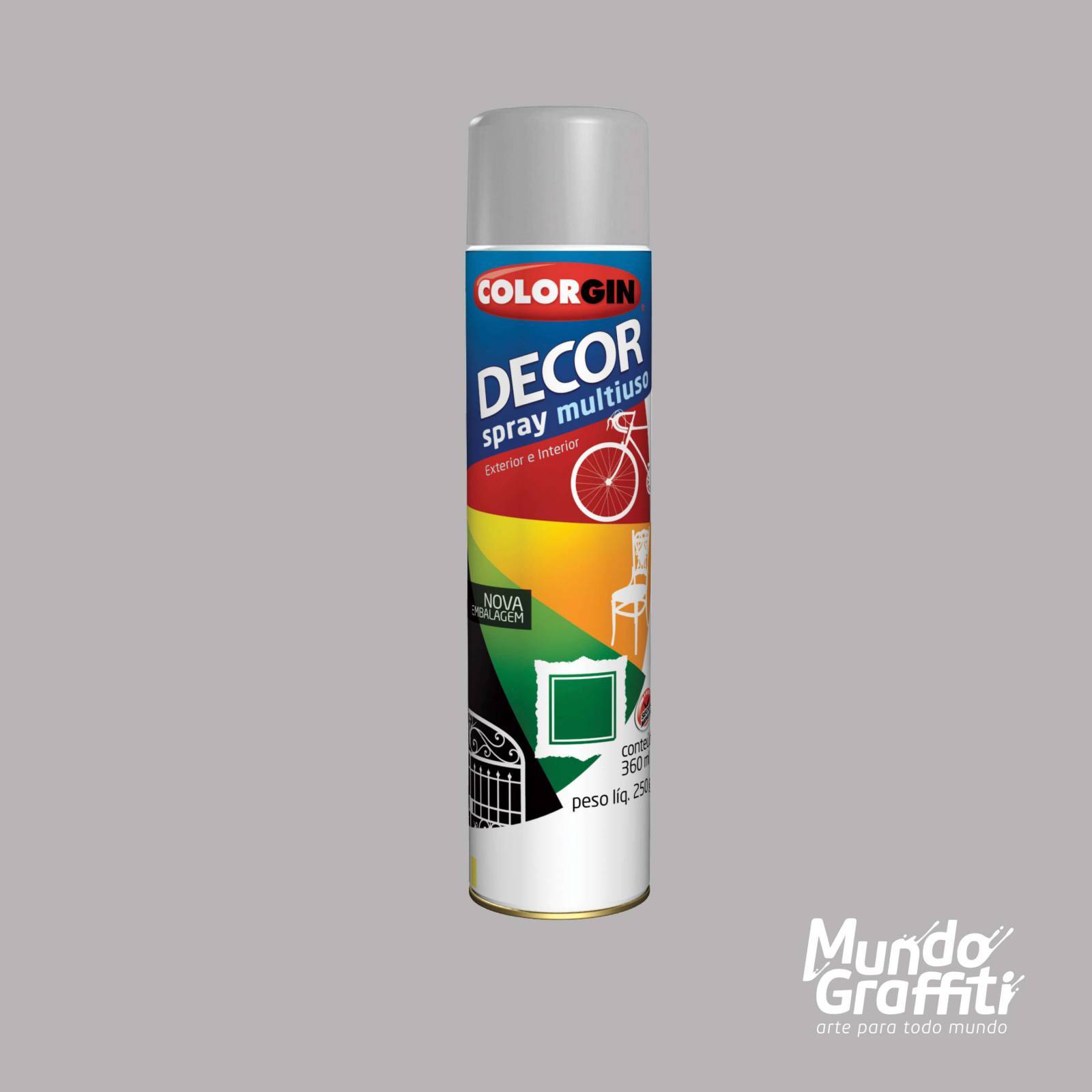 Tinta Spray Colorgin Decor 8721 Primer Cinza 360ml - Mundo Graffiti