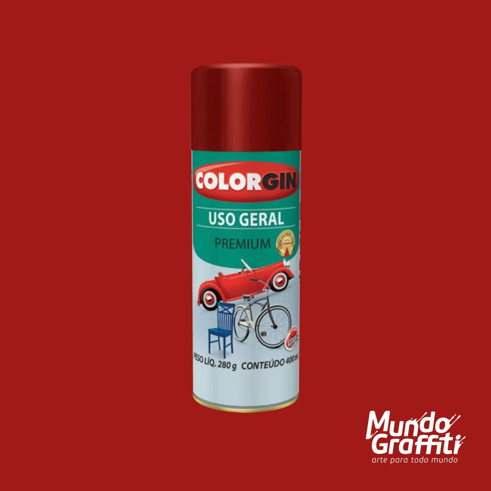 Tinta Spray Colorgin Uso Geral 56091 Vermelho Solar 400ml - Mundo Graffiti