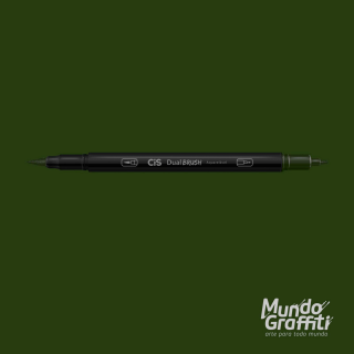 Caneta CiS Dual Brush 08 Verde Oliva Aquarelável