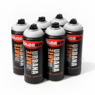 Caixa c/6 Tinta Spray Colorgin Arte Urbana 944 Branco fosco 400ml
