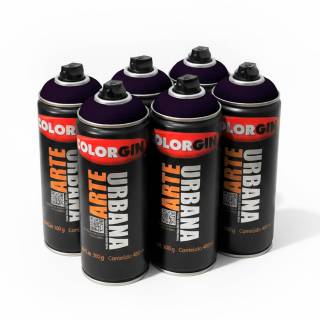 Caixa c/6 Tinta Spray Colorgin Arte Urbana 997 Violeta Vampiro fosco 400ml