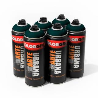 Caixa c/6 Tinta Spray Colorgin Arte Urbana 996 Azul Petróleo fosco 400ml