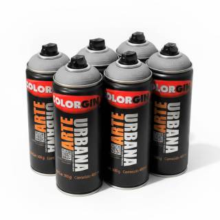 Caixa c/6 Tinta Spray Colorgin Arte Urbana 990 Prata fosco 400ml