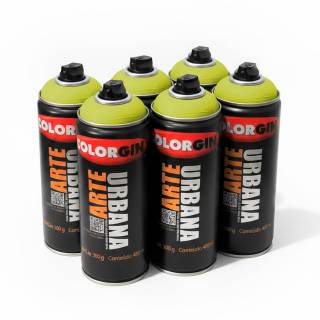 Caixa c/6 Tinta Spray Colorgin Arte Urbana 988 Verde Pistache fosco 400ml