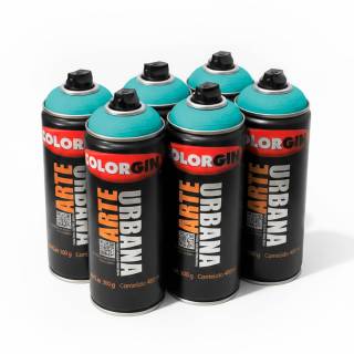 Caixa c/6 Tinta Spray Colorgin Arte Urbana 982 Azul Aquário fosco 400ml 