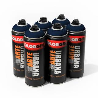 Caixa c/6 Tinta Spray Colorgin Arte Urbana 983 Azul Marinho fosco 400ml 