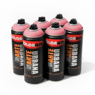 Caixa c/6 Tinta Spray Colorgin Arte Urbana 974 Rosa Tutti Frutti fosco 400ml 