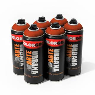 Caixa c/6 Tinta Spray Colorgin Arte Urbana 968 Laranja Marte fosco 400ml